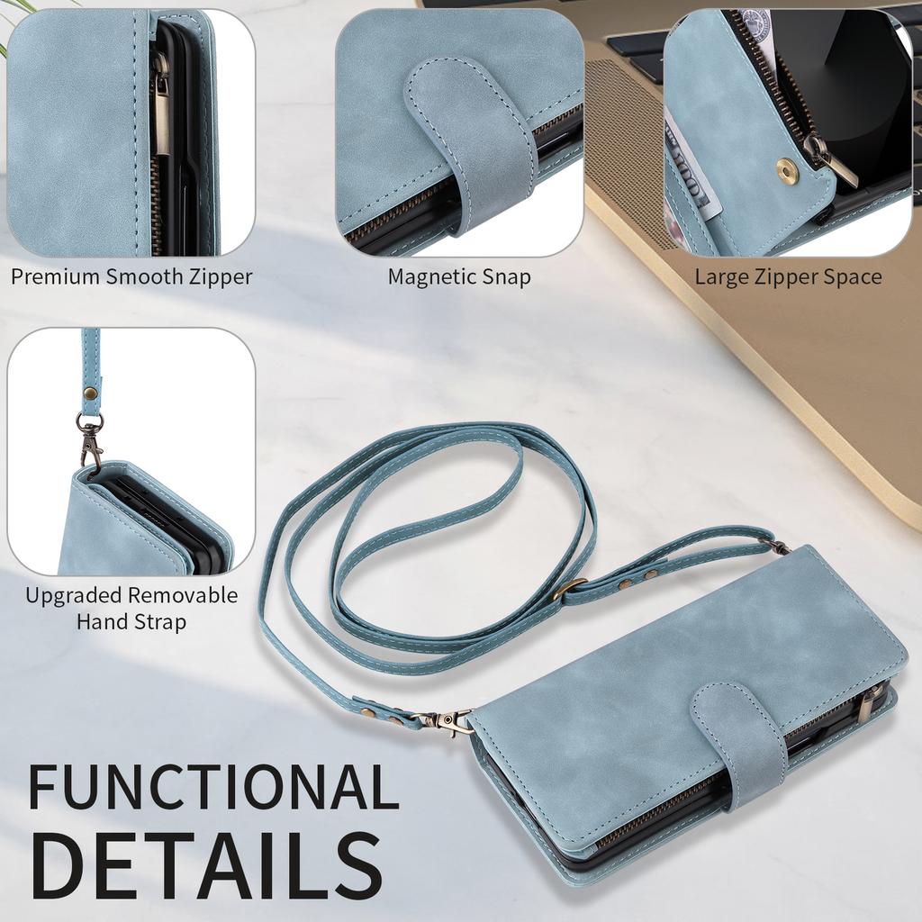 Premium Leather Business Phone Case For Samsung Galaxy Z Fold 7 Zipper Wallet Card Slots Magnetic Flip Cover For Z Fold 6 5 4 3