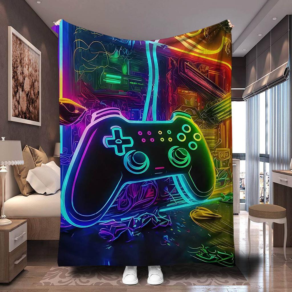 Cool Gamepad Pattern High Definition Digital Printing Blanket Person Gift Blanket Office Blanket