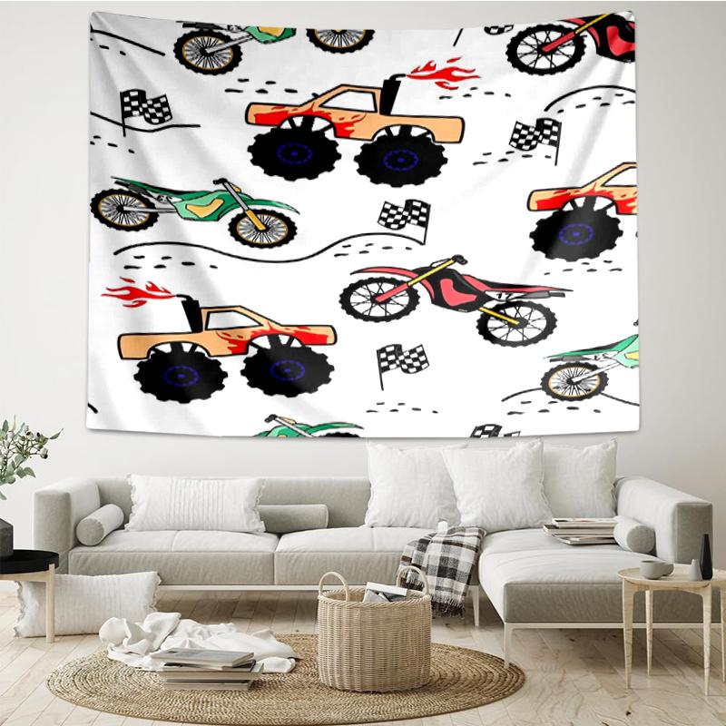 Truck Print Tapestry, Backdrop, Easy Setup, Ideal for Bedroom, Office & Living Room, with Aesthetic Wall Hanging Decor.