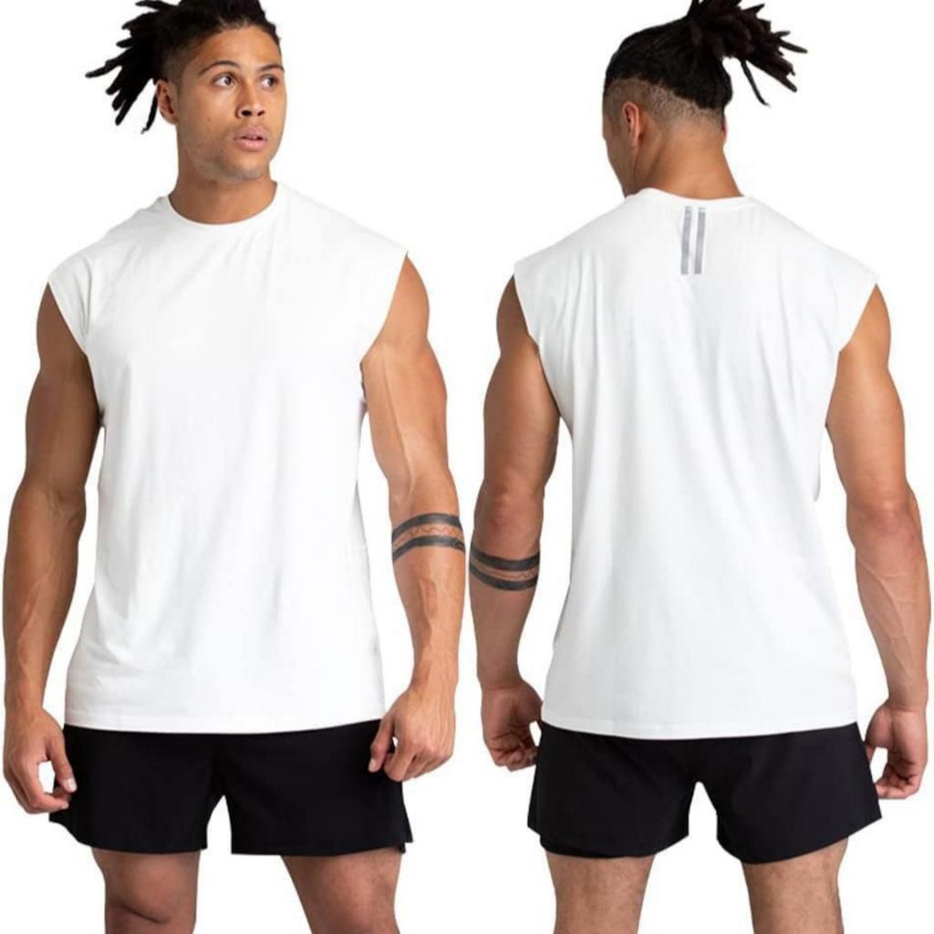 Maglietta da Uomo Senza Maniche Girocollo Tessuto di Cotone Vestibilità Muscolare Tank Top Basic Monocolore per Palestra Allenamento Abbigliamento Sportivo