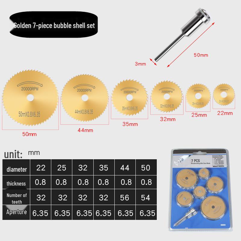 High-Speed Steel Circular Saw Blade Set for Wood, Plastic & Metal - Miniature Size for Hand Drills & Electric Grinders