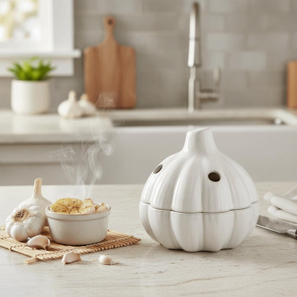 Keramik Ingwer- und Knoblauch-Aufbewahrungsglas Knoblauchförmige Ingwer-Aufbewahrungsbox Knoblauch-Aufbewahrungsbehälter Gewürze