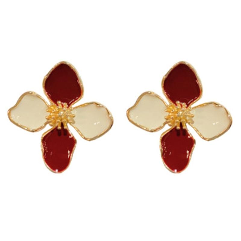 

Romance Hibiscus Flower Studs Earrings for Women and Girls Korean Wedding Styles Vintage Designs Fashion Jewelry