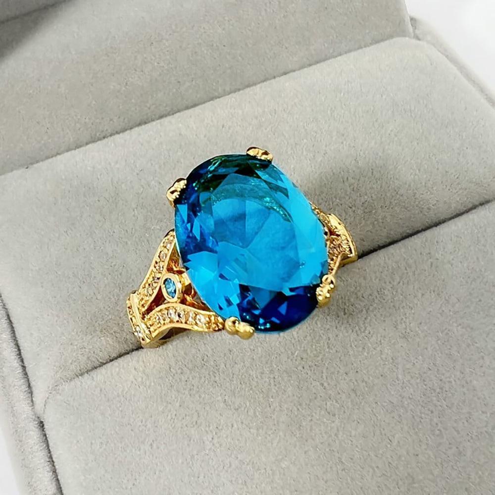 

Простое кольцо с опалом в форме сердца - Универсальное европейское ювелирное украшение для женщин в стиле легкой роскоши Size 7 морской синий