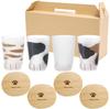 Coconeco Coconeco Glasses Set of with Pink Paw Prints On the Bottom Cat X Wooden Coaster Craft Perfect Gift In (300ml / 4) (New Life/Mother Set)