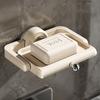 Rotatable Suction Cup Soap Dish Wall-Mounted Multifunctional Sponge Soap Box Dual-Use No Punch Bathroom Shelf