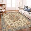 Persian Diamond Flower Area Rug Non Slip Floor Carpet for Living Room Bedroom Study American Retro Home Decor