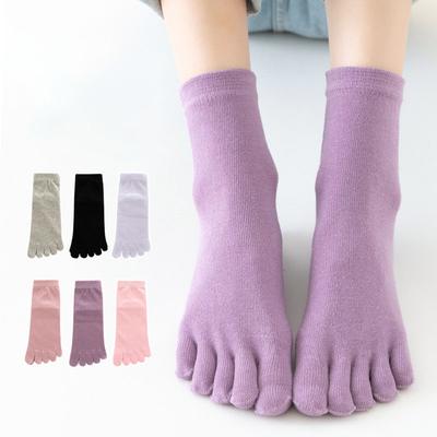 1 Pair Solid Color Cotton Five Toe Socks Women's Socks Autumn Winter Breathable Socks YSX EMA