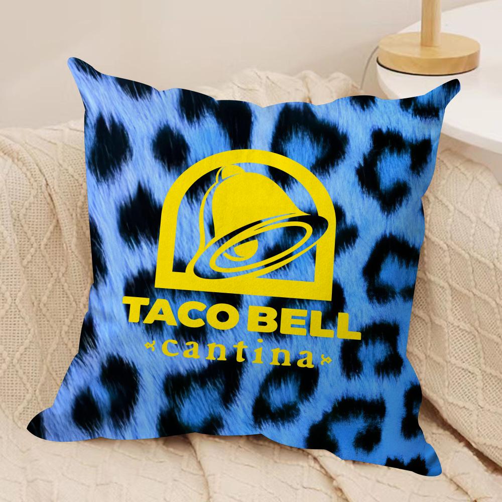 Mexican Flavor T-Taco Bell Cushion Cover Soft Plush Fabric Double-Sided Printed Sofa Cushion Cover for All Seasons Home Decor