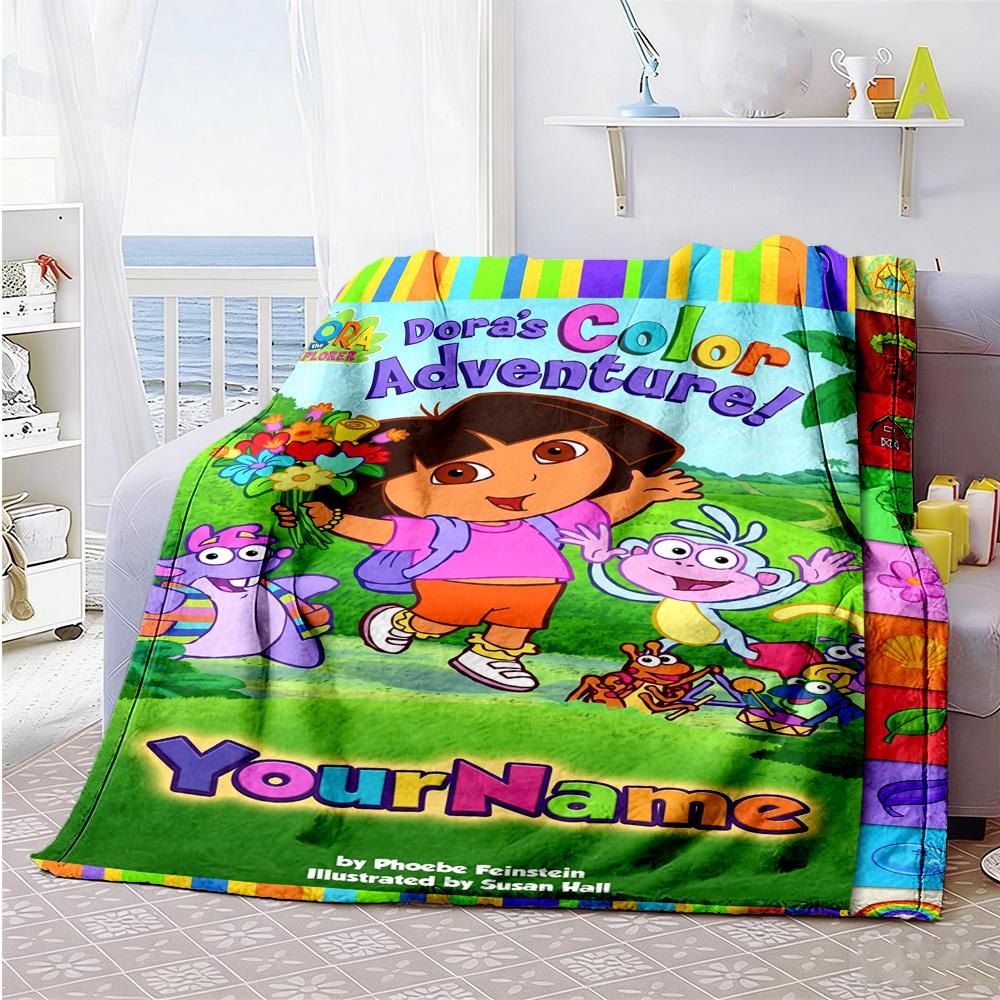 Dora Explorer Personalized Name Blanket Gift Customizable Blanket Soft Warm Cozy Great for Living Room Couch Bedding Home Decor for All Occasions
