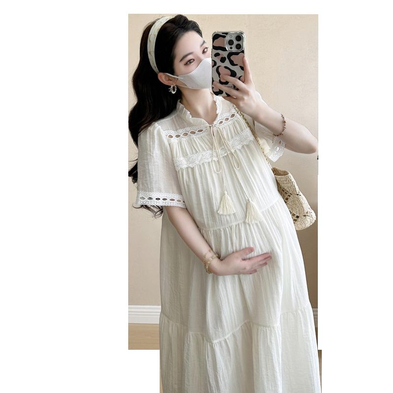 2026 Summer Bohemian Ethnic Maternity Dress with Beautiful Wide Hem Skirt 2XL