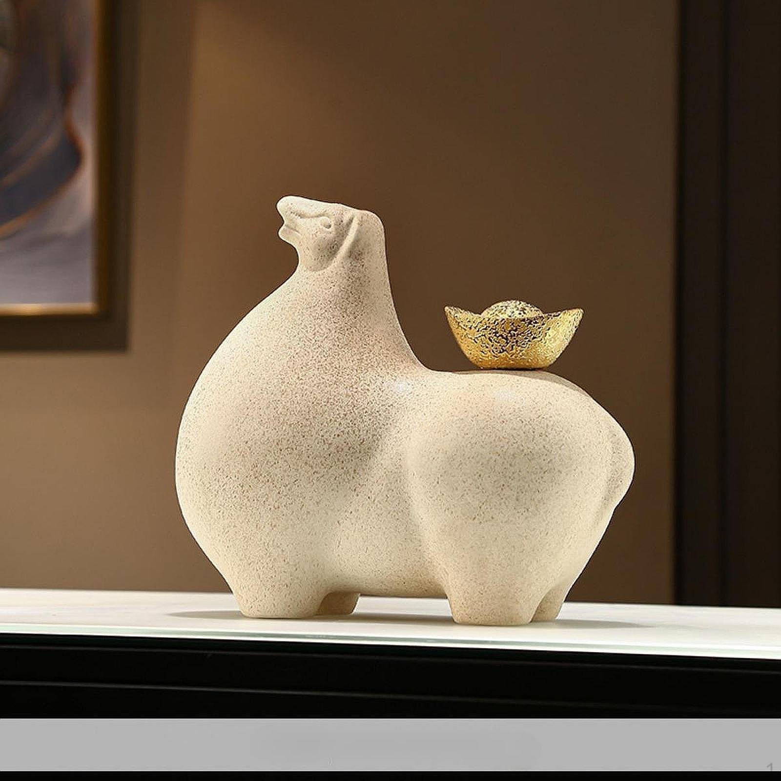 

Керамическая статуэтка, статуэтка лошади, подарок на день рождения, украшение фэншуй, скульптура животного для спальни, кабинета бежевый