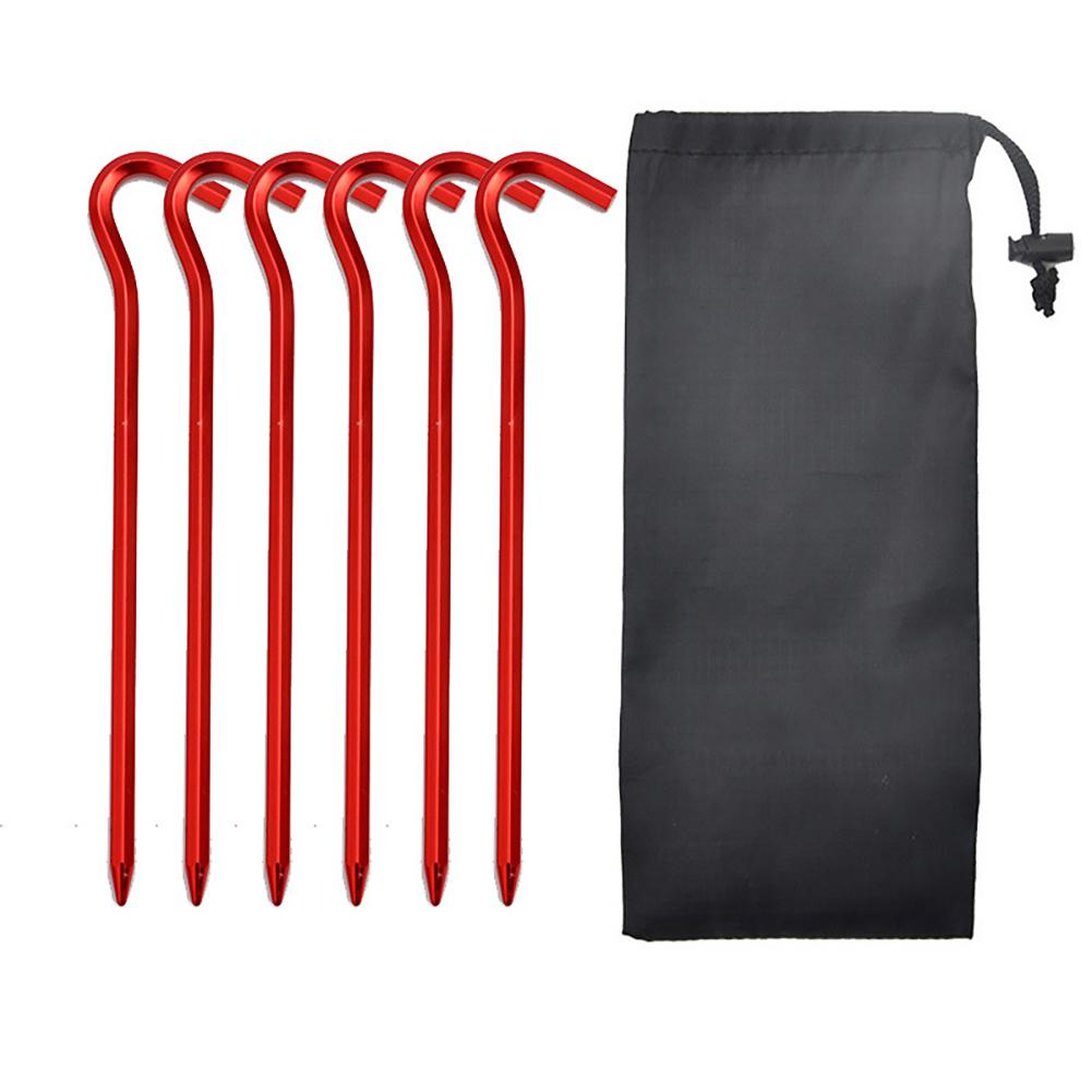 Tent Pegs Aluminum Alloy Ground Nail With Windproof Rope Buckle Set For Hammock Camping Awning Canopy