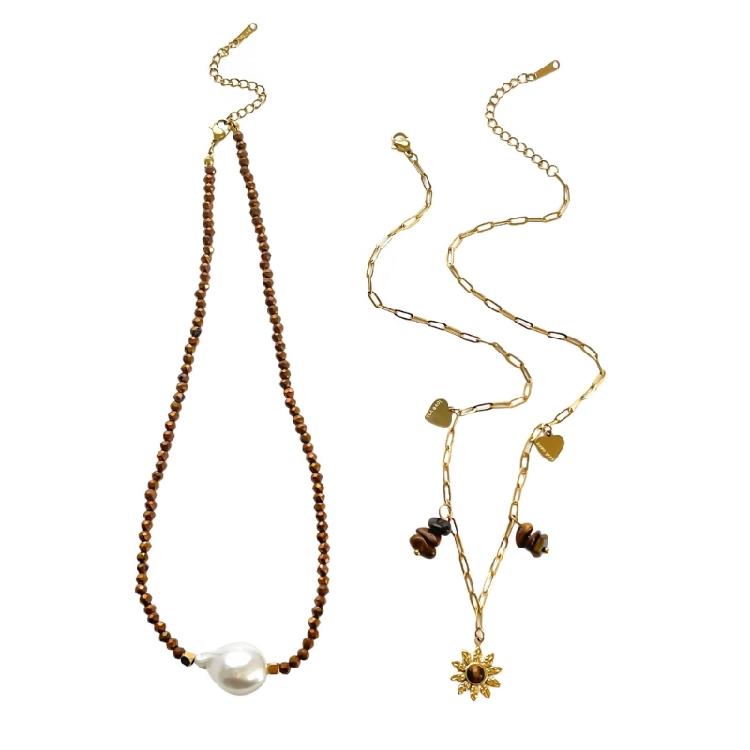 

Pack of 2 Beautiful Stackable Flower Necklaces Dainty Clavicle Chain Perfect for Gifting Incorporating Simulated Pearls 1