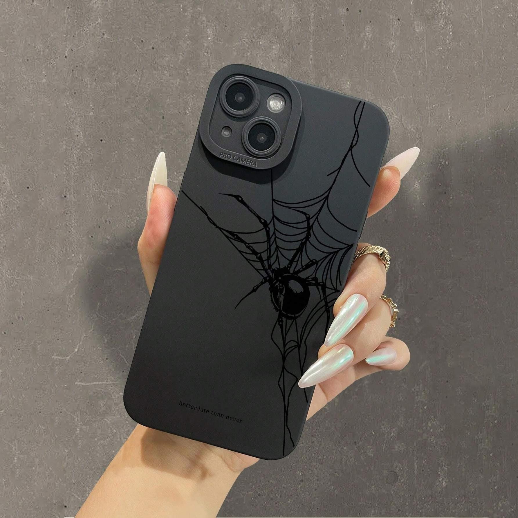 

Чорний чохол для телефону з павуком для iPhone 16 15 14 13 12 11 x XR Xs SE2 SE 8 7 plus pro Max mini силіконова задня кришка for iphone13(6.1 )