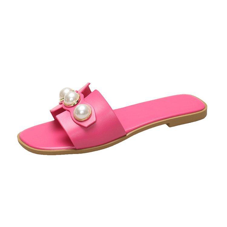 Pantofole, Pantofole a Fondo Piatto, Sandali con Perle, Pantofole, Infradito