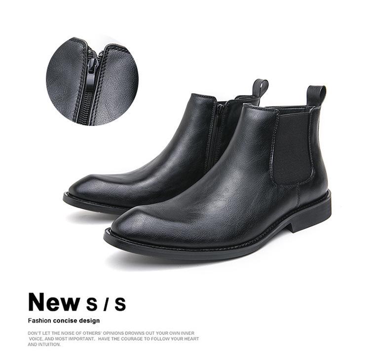 Men's Chelsea Boots: Large Size Retro Leather Pull-on for Autumn/Winter