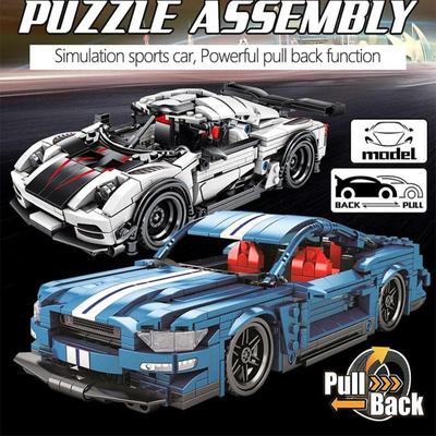 728PCS City Pull Back Mechanické Sportovní auto Stavebnice MOC Technické Kostky závodního auta Kutily Hračky pro děti Dárky