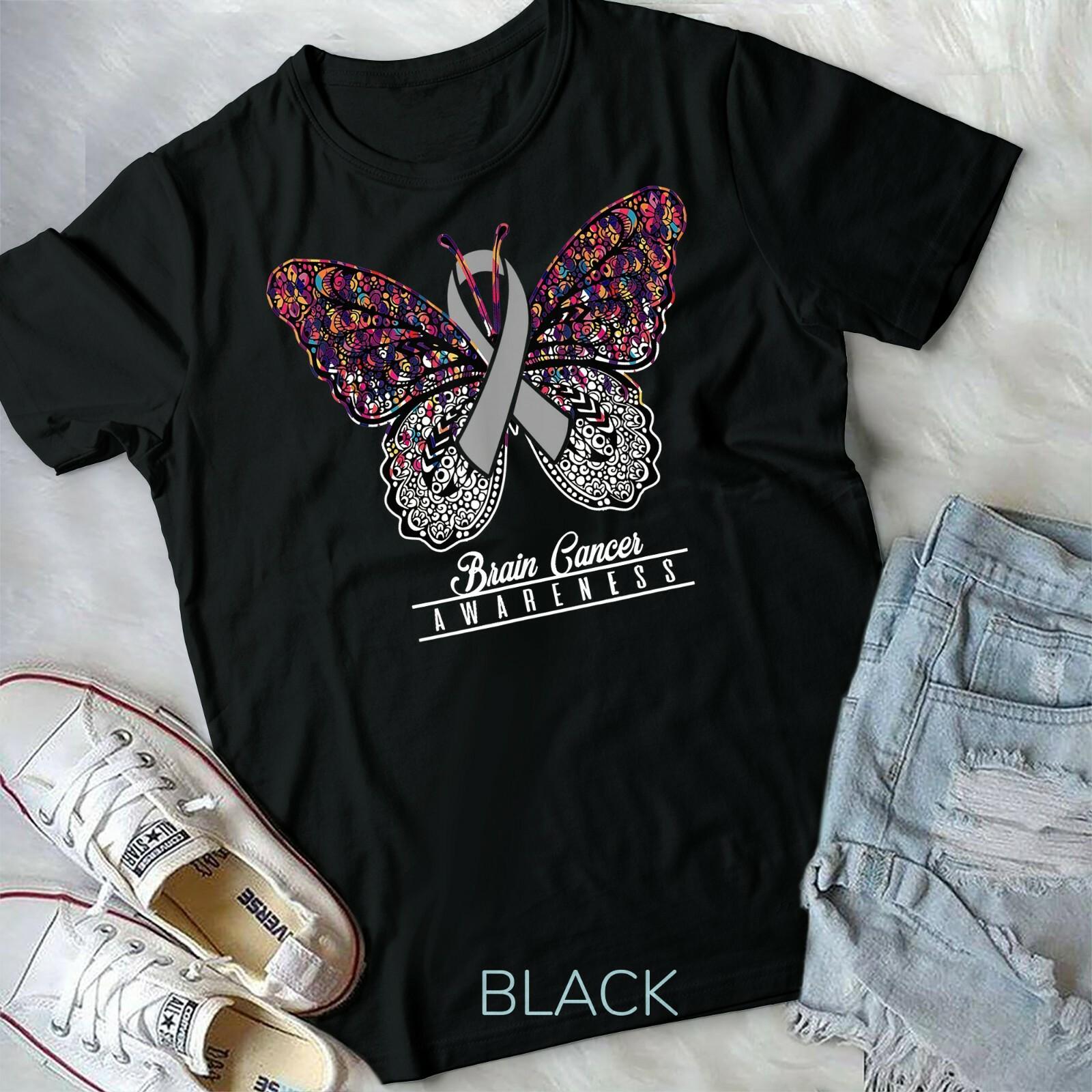 Brain Cancer Awareness Shirt Butterfly Lovers Gifts T-shirt Unisex T-shirt S