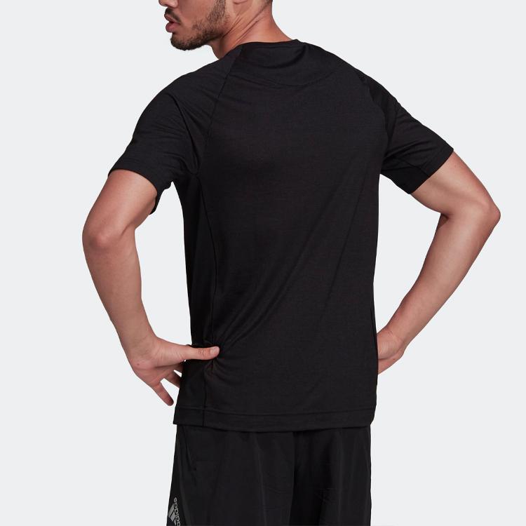 Adidas Solid Color Crew Neck Sports Tee Men Tops Black HC4433