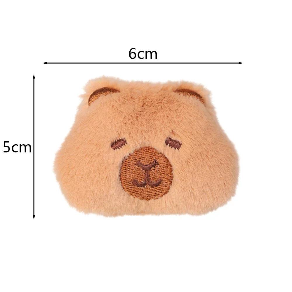1/3pcs Cute Cartoon Capybara Plush Doll Brooch Bag Decoration Creative Fluffy Animals Stuffed Badge Pin For Women Birthday Gift