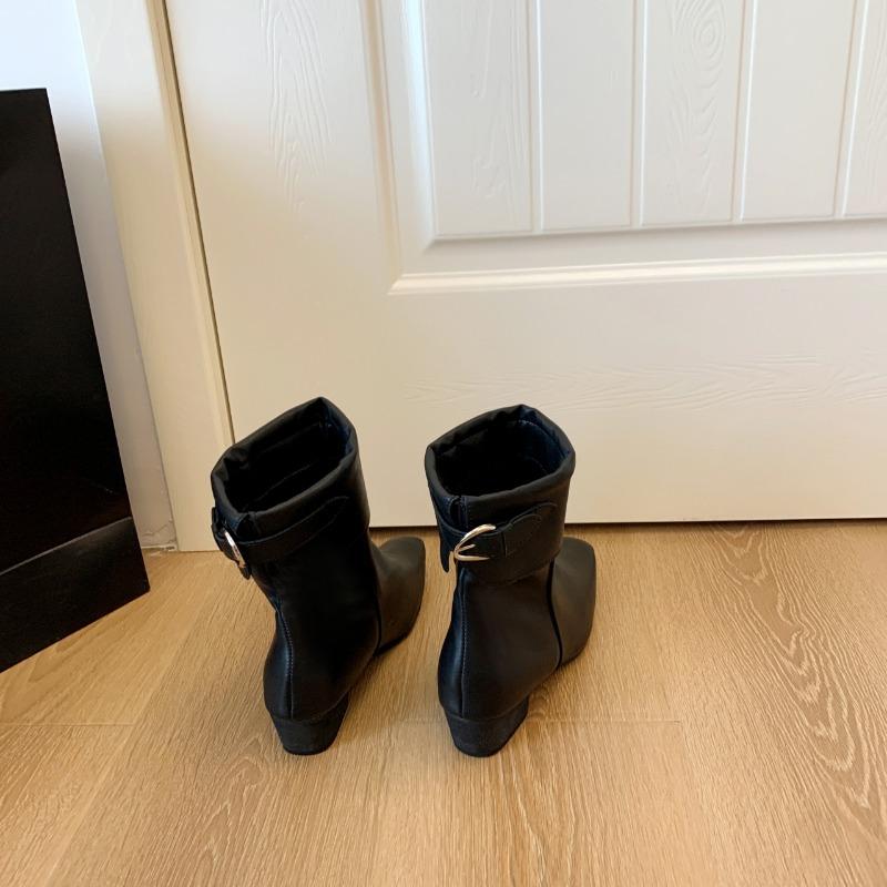 Mote High-end Ankelstøvletter Høst og Vinter Nye Midtleggstøvletter Dame Flate Såler Dame Lav Hæl