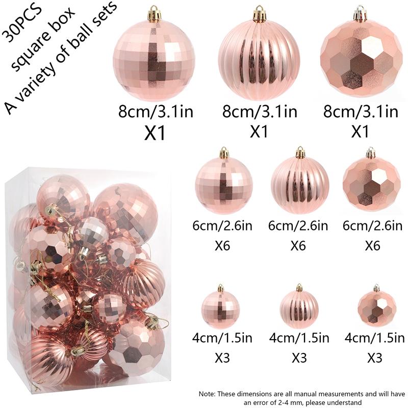 1box 4/6/8cm Christmas Decoration Shatterproof Plastic Christmas Ball Xmas Tree Hanging ornaments for Home Party Holiday Navidad