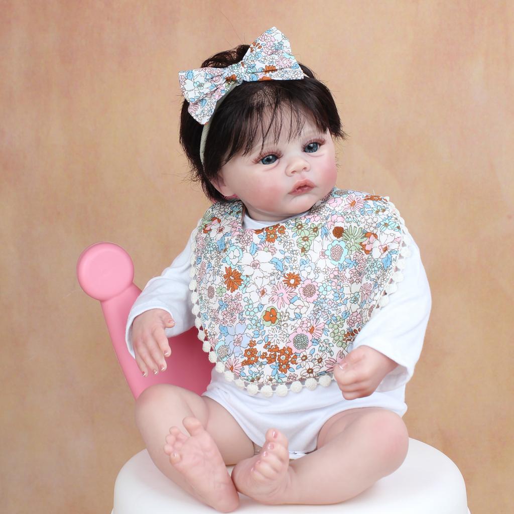BZDOLL 48CM 3D Marble Texture Skin Visible Veins Soft Silicone Reborn Baby Doll Toy For Girl 19 Inch Cloth Body Child Dress Up Boneca