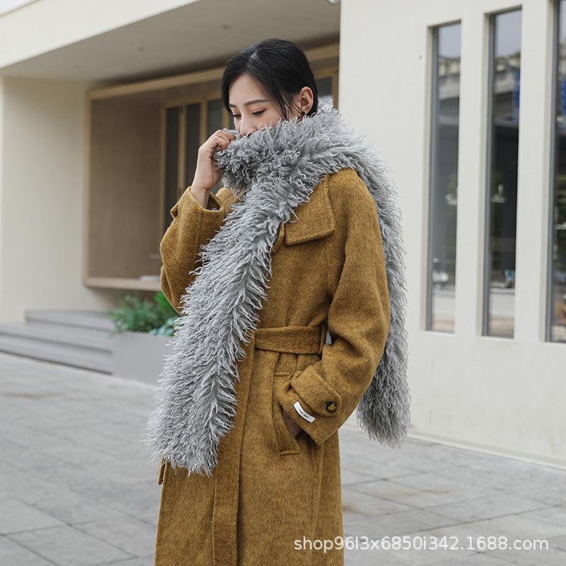 

Корейское качество Осень и Зима Высокая имитация Пляжная шерсть Двусторонний Длинный Универсальный Шарф Плюшевый Воротник Меховой Шарф Шаль 180