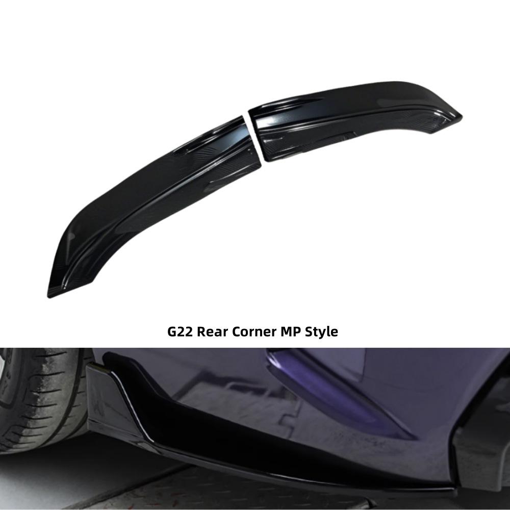 

BMW 4 Series G22/E60 MP Style Rear Lip Corner (2020-2025) Non-Destructive Car Mod. Gloss Black