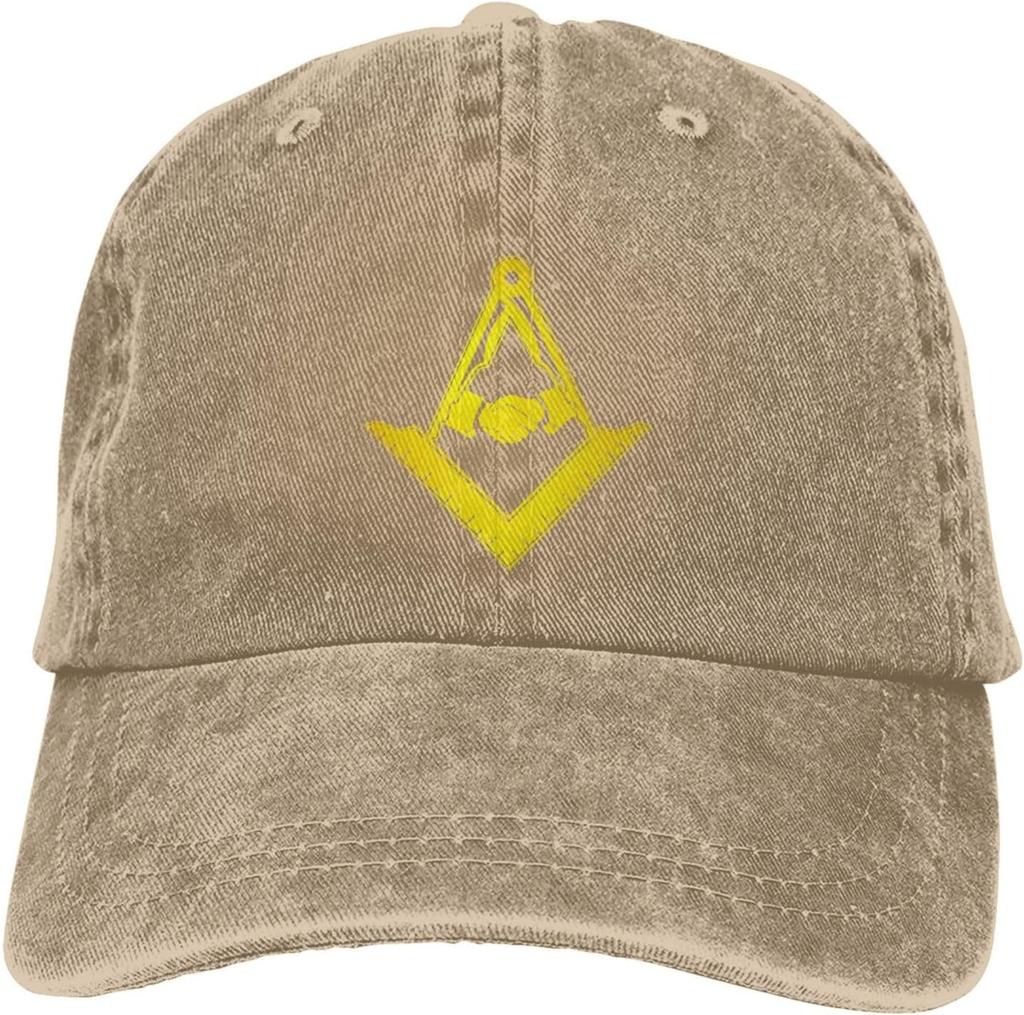 Masonic Square and Compasses Vintage Washed Baseball Cap Distressed Cotton Casual Adjustable Hat