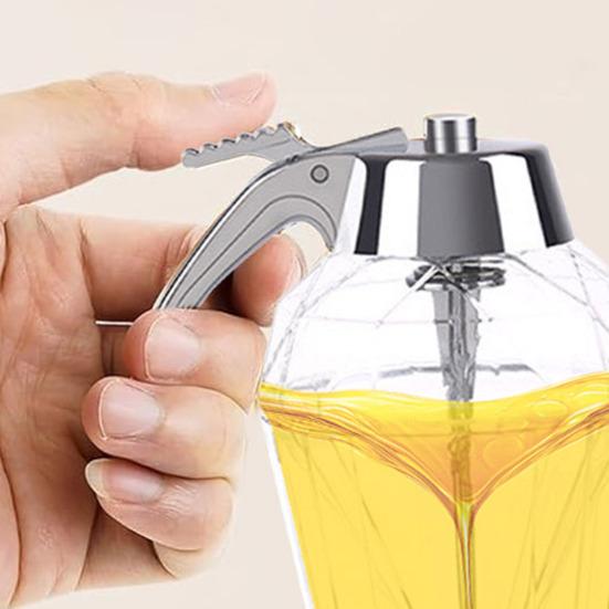 Syrup Dispenser Plastic with One-Hand Operation Honey Dispenser Press Type Honey Maple Syrup Bottle for Kitchen