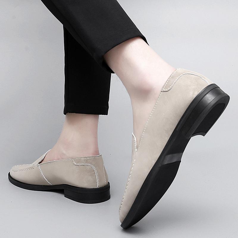 Fashion Casual Shoes Men Comfortable Driving Shoes Simple Loafers Genuine Leather Office Flats Shoes All-match Social Dress Shoe