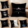Aircraft Pilot Print Cushion Cover Silky Short Plush Invisible Zipper Dustproof Sofa Pillow Case for Home Decor