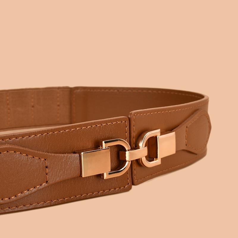 New Women's Belt Decoration Fashionable Waistband with Coat Waist-hugging Genuine Leather Belt Wide Waist Seal Elastic Elastic Waistband Belt