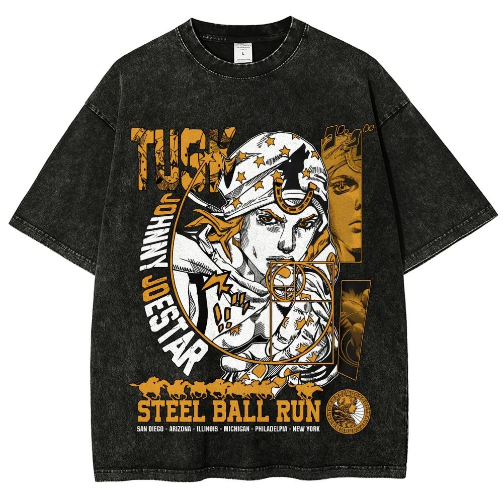 Vintage JoJos Bizarre Adventure Anime Character Graphic T Shirt for Men 100 Cotton Oversized Streetwear 2026 New
