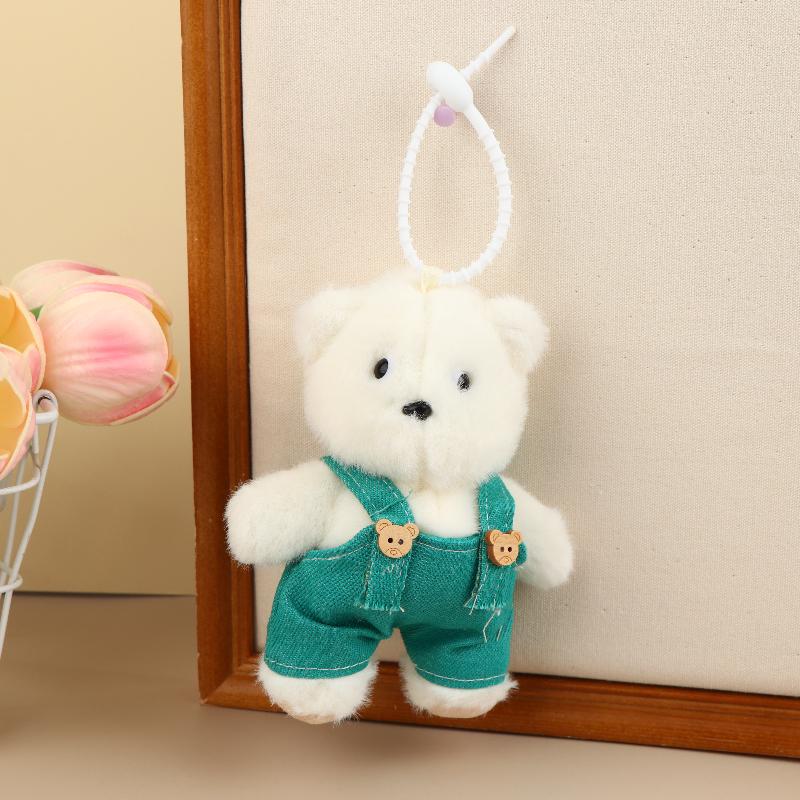 12cm Cute Overalls Bear Bear Plush Pendant Couple Hanging Accessories Cartoon Bear Bag Charm Decor Gift