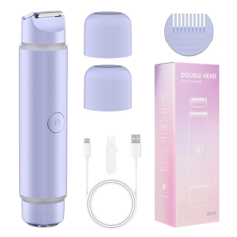 Efficient Washable Trimmer Double Side Hair Removal Device IPX6 Face Removers Hair Trimmer Convenient ABS Texture фиолетовый