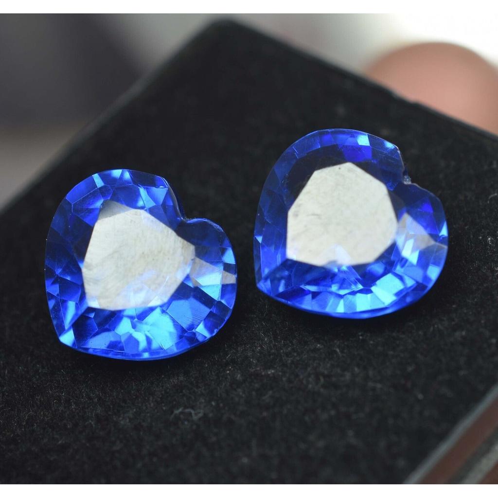 Natural Blue Tanzanite Loose Gemstone 16 Ct Tanzanian Heart Cut Pair for Jewelry Making and Crafts