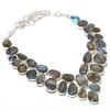 Natural Labradorite Gemstone 925 Sterling Silver Jewelry Necklace 18" b9R82