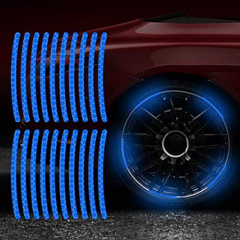 20PCS Reflective Car Wheel Stripe Stickers, Car Tire Rim Safety Decorative Stickers For Motorcycle Bike Truck Car Decals