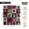 1pz Trapunta Festiva di Natale con Stampa di Quadrati in Flanella - Accogliente Design Festivo con Cappelli di Babbo Natale Cuori e Fiocchi di Neve