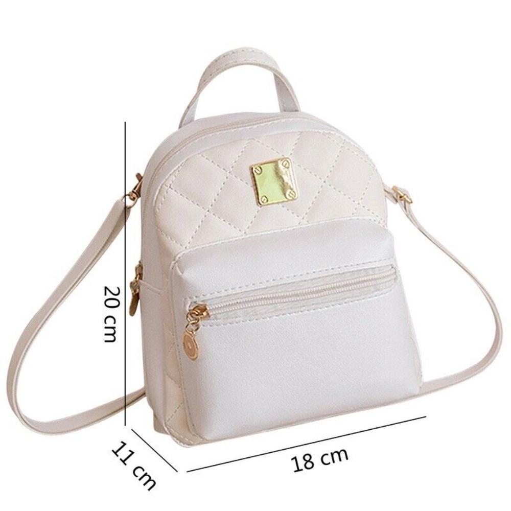 Women Backpack PU Leather Lingge Shoulder Small Backpack Multi-Function Ladies Phone Pouch Pack Ladies School Backpack Bags