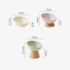 Cat Tilted Ceramic Bowl Small Dogs Elevated Food Water Feeders Pet Drinking Eating Supplies with Wooden Stand