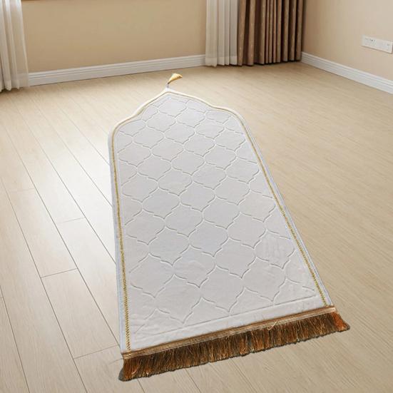 Embossed Prayer Mat Islamic Flannel Prayer Rug Portable Anti-Slip Padded