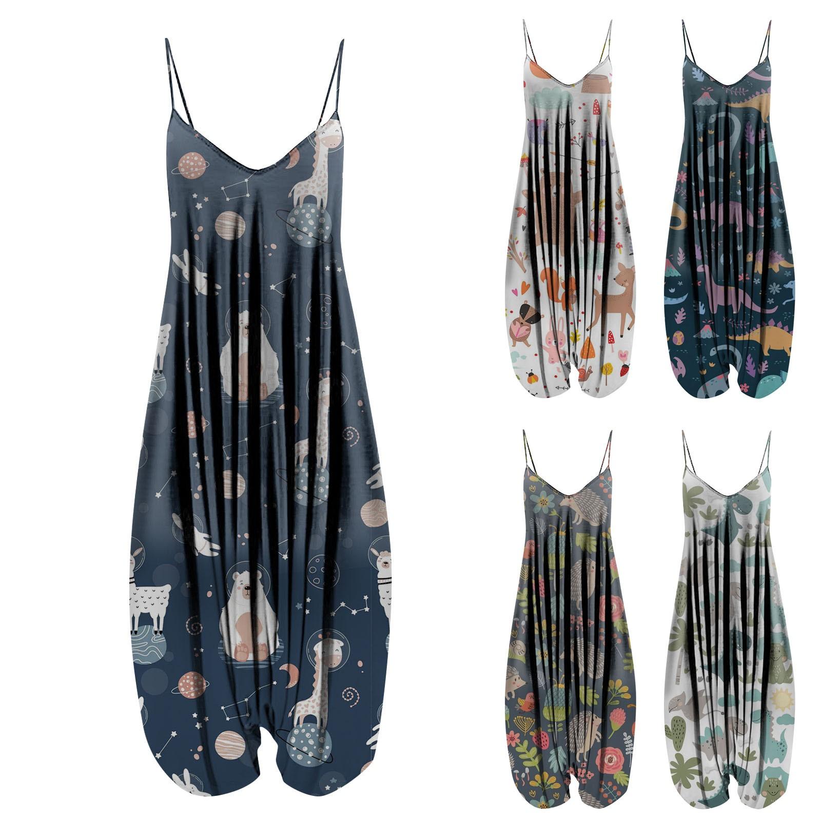 

Модный комбинезон с v-образным вырезом для женщин, регулируемые бретели, винтажный комбинезон с карманом