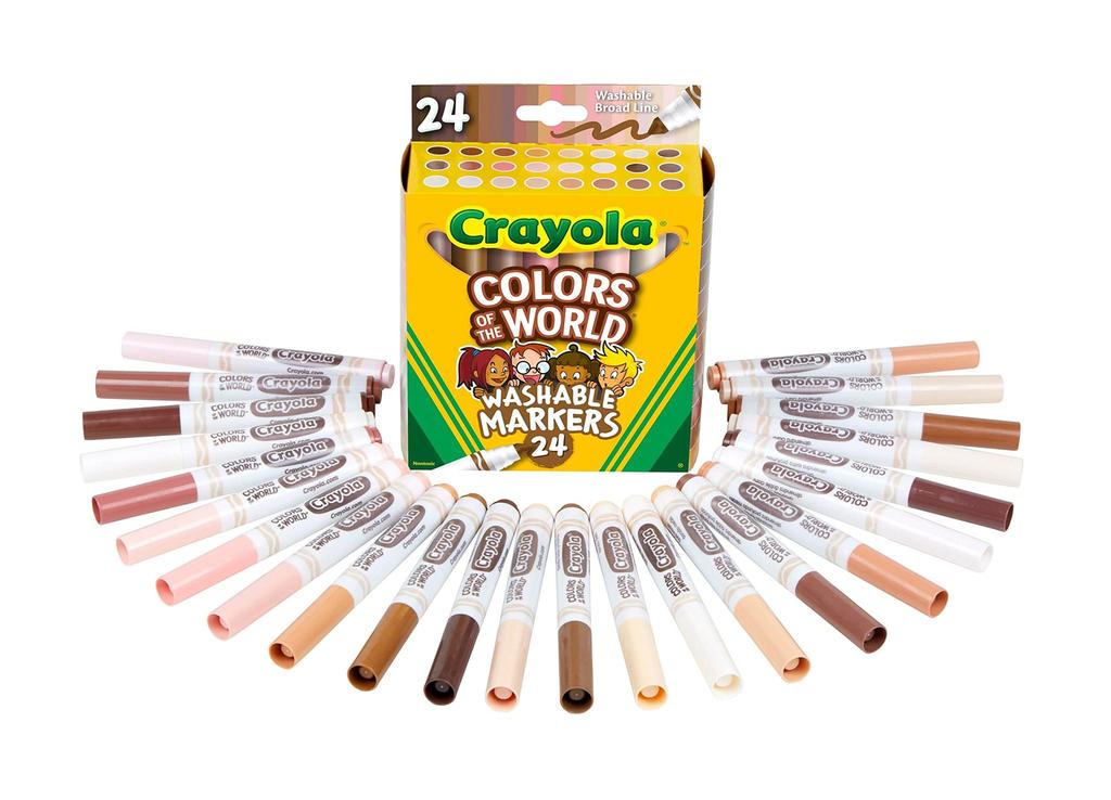 Crayola 24 Marker Colors of the Friends of the Authentic Markers, Colors, Water-Based, Skin-Tone Pens, World, World, 587802,