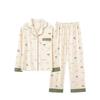 Pigiama in Cotone da Donna Primavera e Autunno Manica Lunga Indumento Esterno Servizio Casalingo Coreano Completo Camicia e Pantaloni a Manica Lunga