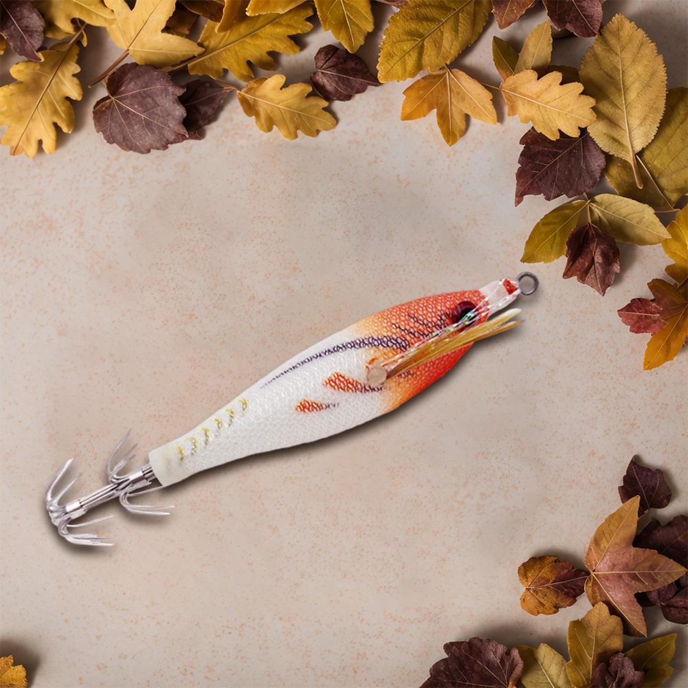 Luminous Fishing Lure Horizontal Jigging Baits Wood Shrimp Cuttlefish Hard Bait for Cuttlefish Sea Fishing