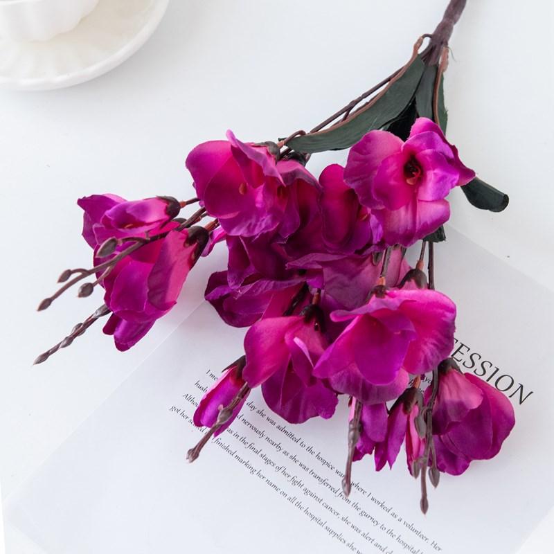 1PC Magnolia Bouquet Artificial Flowers for Home Decor Wedding Christmas Party Supplies Photography Props Bride Accessories